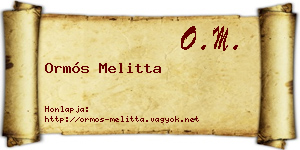 Ormós Melitta névjegykártya